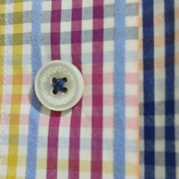 Bugatchi Uomo Classic Fit Multicolor Check Dress Shirt – Size M - Picture 10 of 12